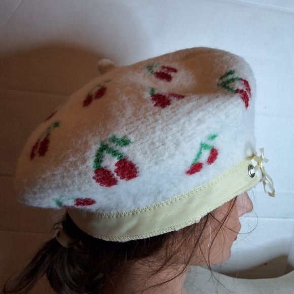 Maeve Anthropologie Cream Cherry Print Wool Blend Beret main image 7